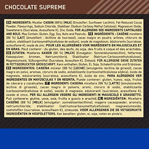 Optimum Nutrition Gold Standard 100% Micellar Casein Protein Powder, Slow Digesting, Helps Keep You Full, Overnight Muscle Recovery, Chocolate Supreme, 1.87 Pound (Packaging May Vary)