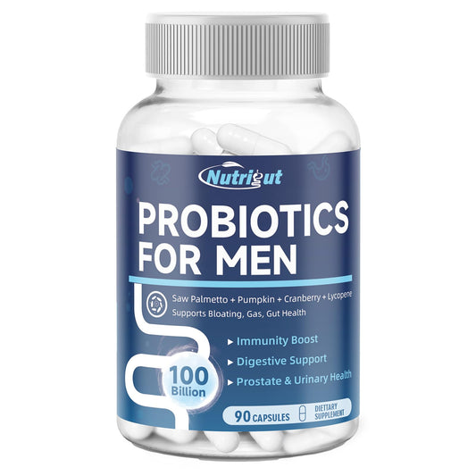 Probiotics for Men, 100 Billion CFUs with Prebiotics, Saw Palmetto Berry, Pumpkin Seed, Cranberry & Lycopene for Prostate Urinary Health, Mens Probiotic for Digestive & Immune Health 90 Capsules