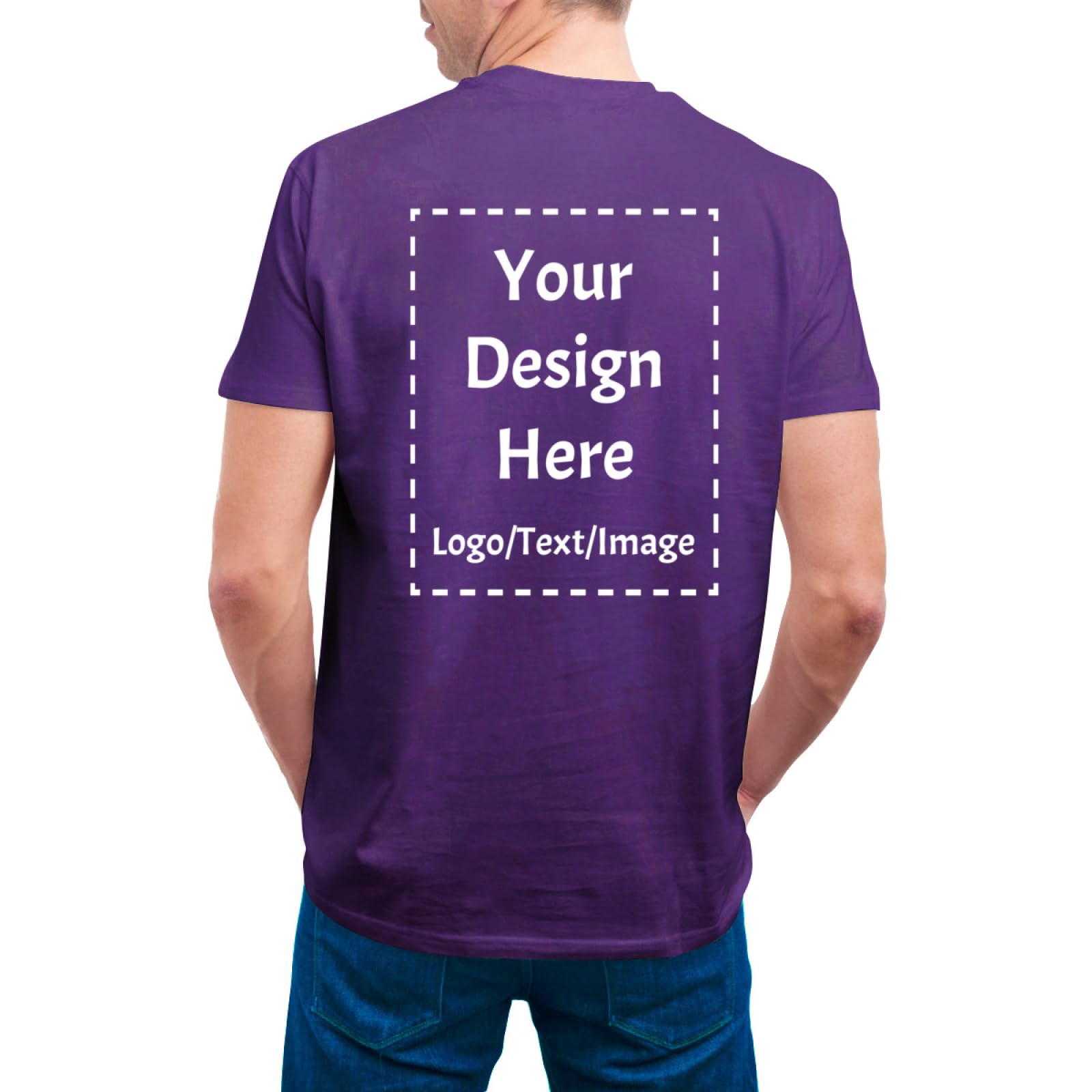 Custom T Shirts Made in USA Bulk Customized Heavy Cotton T Shirts for Men Women Design Your Own Personalized Shirts with Logo Text，Purple，X-Small