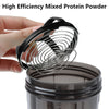 XSUPER Protein Shaker Bottle, Leak Proof Shaker Bottle for Protein Mixes,16oz 3 Layer Twist Off Shaker Cup with Pill & Supplement Storage, Gym Sports Shaker Water Bottle for Protein Powder, Black