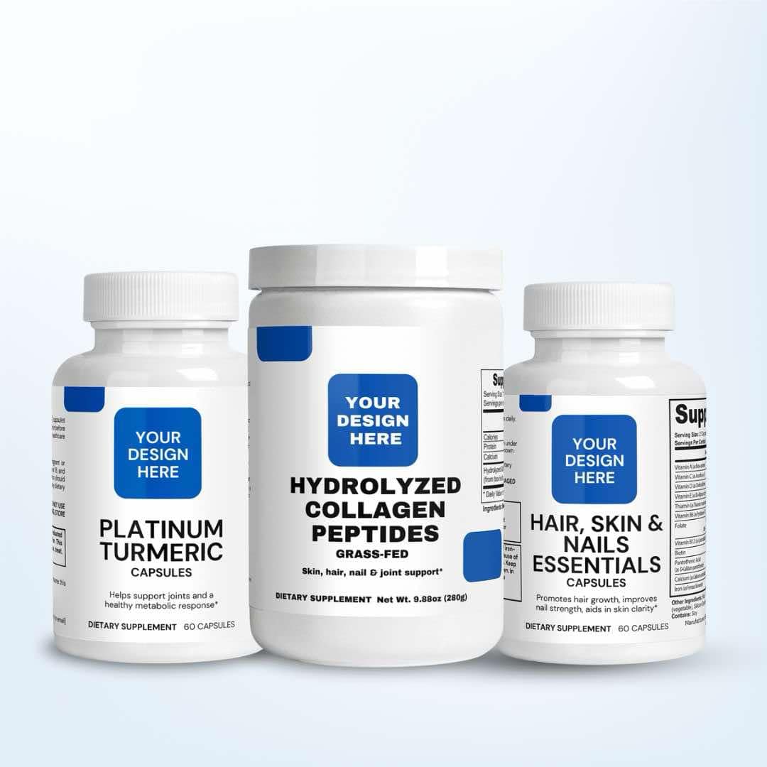 White label turmeric and collagen supplements by Amven Nutrition