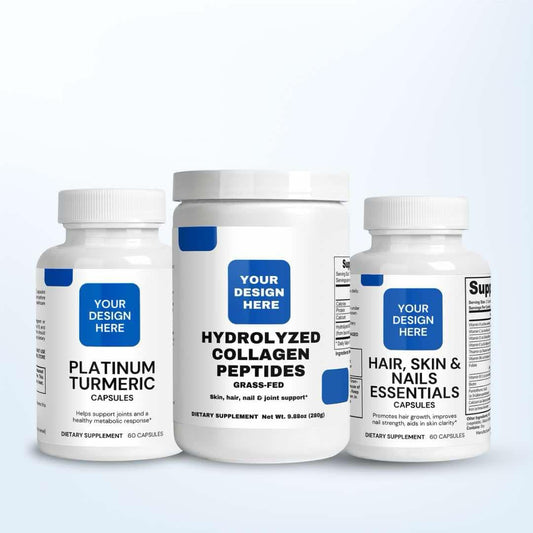 White label turmeric and collagen supplements by Amven Nutrition