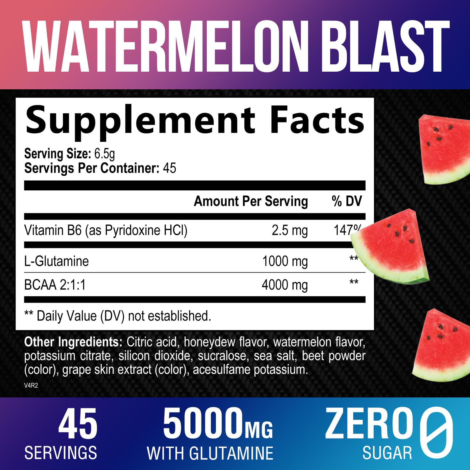 Amino Muscle Recovery Powder with BCAAs - After Workout Recovery Drink for Women & Men - BCAA Branched Chain Amino Acids - Pre Workout Sport Energy Mix - Keto, Caffeine Free, Watermelon - 45 Servings