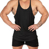 Muhshoiy Mens Stringer Bodybuilding Tank Tops Low Cut Off Y Back Gym Workout Training Stretch Polyester Quick Drying Muscle Shirt/Black/2XL