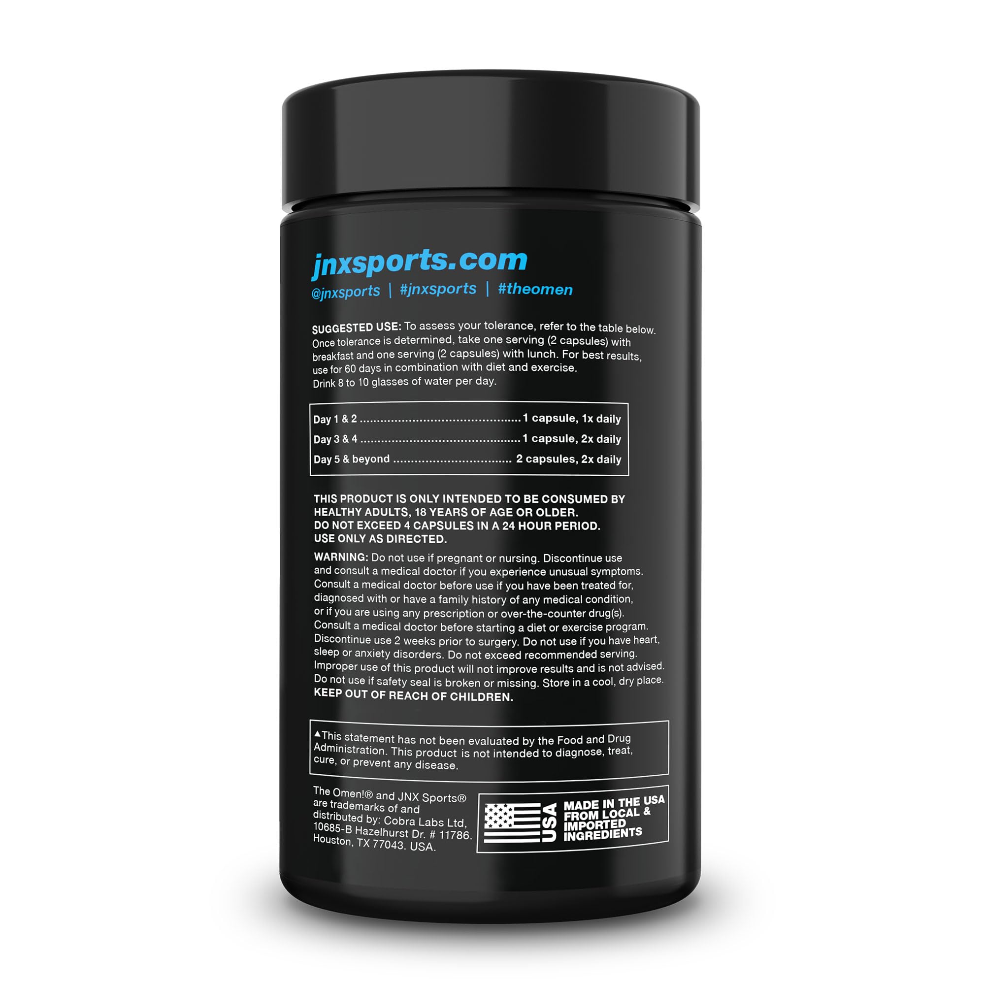 JNX SPORTS The Omen! Non-stimulant Thermogenic Fat Burner (100 Capsules) for Men & Women with L Carnitine | Fat Burner Appetite Suppressant Supplement