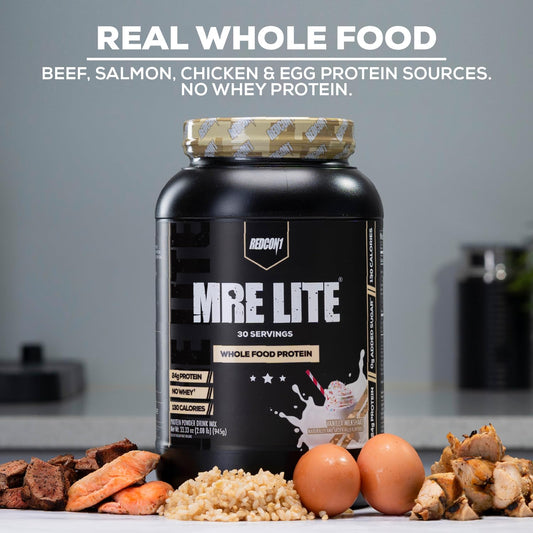 REDCON1 MRE Lite Whole Food Protein Powder, Chocolate - Low Carb & Whey Free Meal Replacement with Animal Protein Blends - Easy to Digest Supplement Made with MCT Oils (20 Servings)