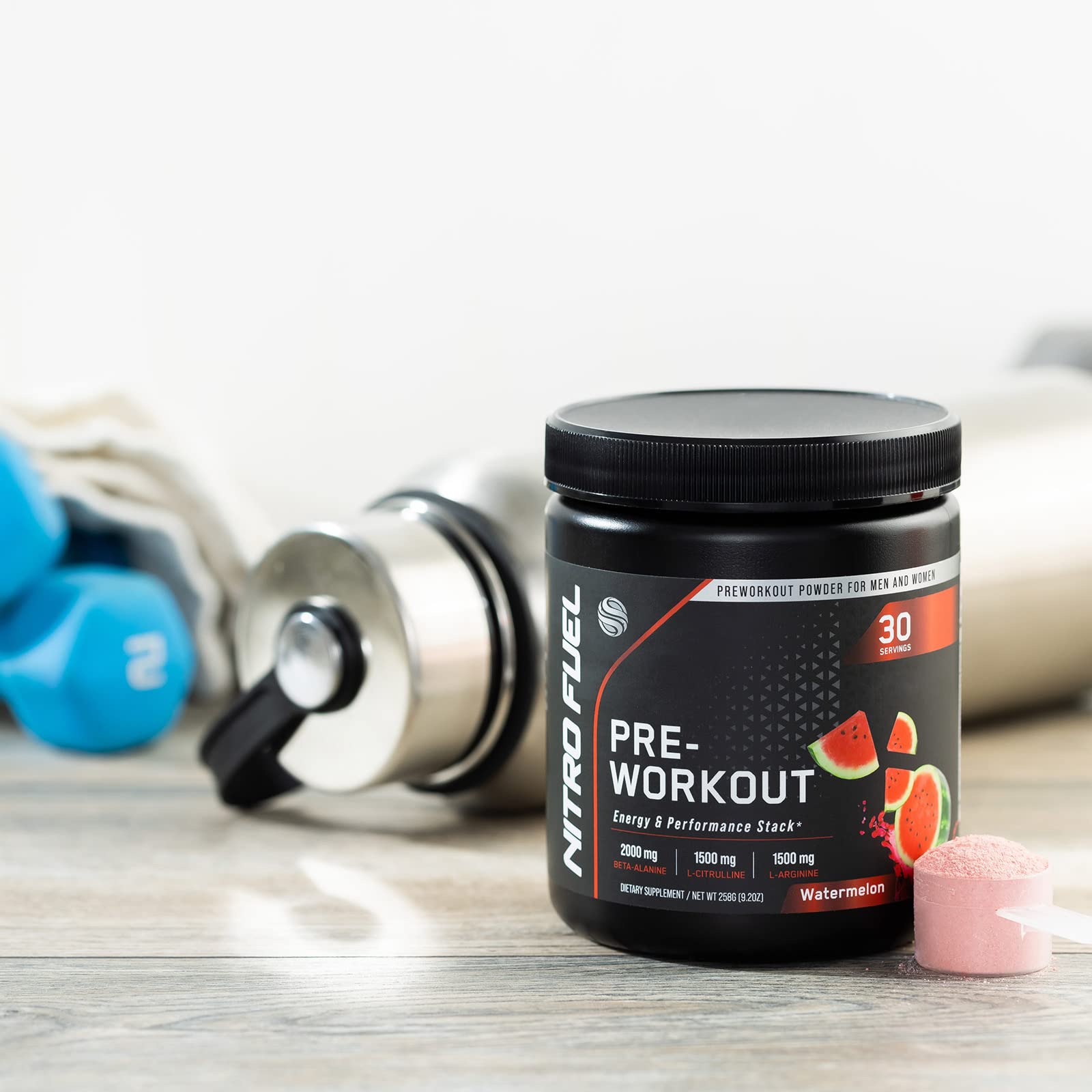 Pre Workout Powder with Beta Alanine, L-Citrulline & L-Arginine | PreWorkout Energy Powder Drink Mix with Caffeine | Pre-Workout for Men & Women | No Creatine, Keto Friendly, Watermelon - 30 Servings