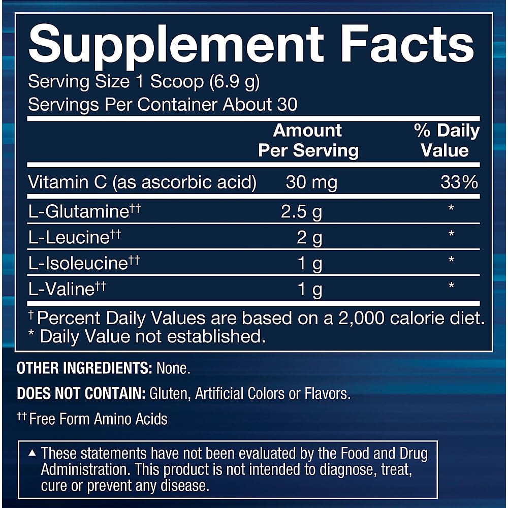BODYTECH BCAA + Glutamine Powder - Supports Muscle Recovery, Strength & Endurance - Unflavored for Versatile Use (7.3 oz, 30 Servings)