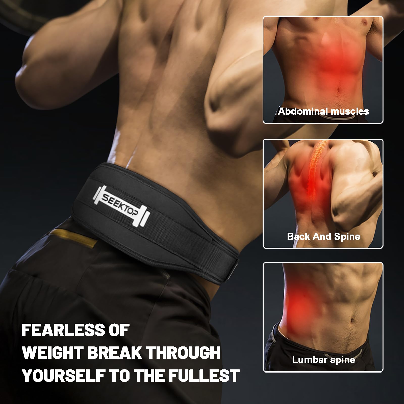 vorax Seektop Weight Lifting Belt Quick Locking Gym Weightlifting Lifting Belt for Bodybuilding Powerlifting Men and Women- 4 Inch WideBack Support Nylon Belt, for Cross Training, Squats, Workout, Lunges (Black-XL)