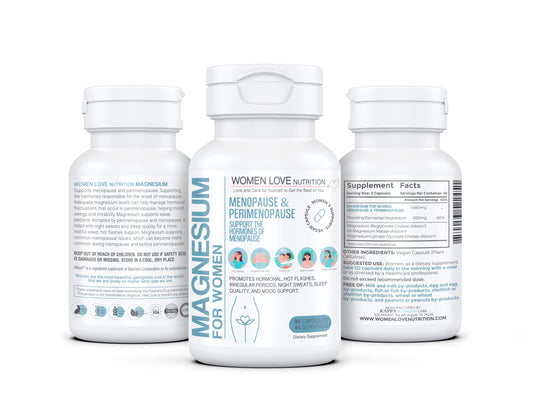 WOMEN LOVE NUTRITION, Magnesium for Women, Menopause & Peromenopause (90 Capsules)