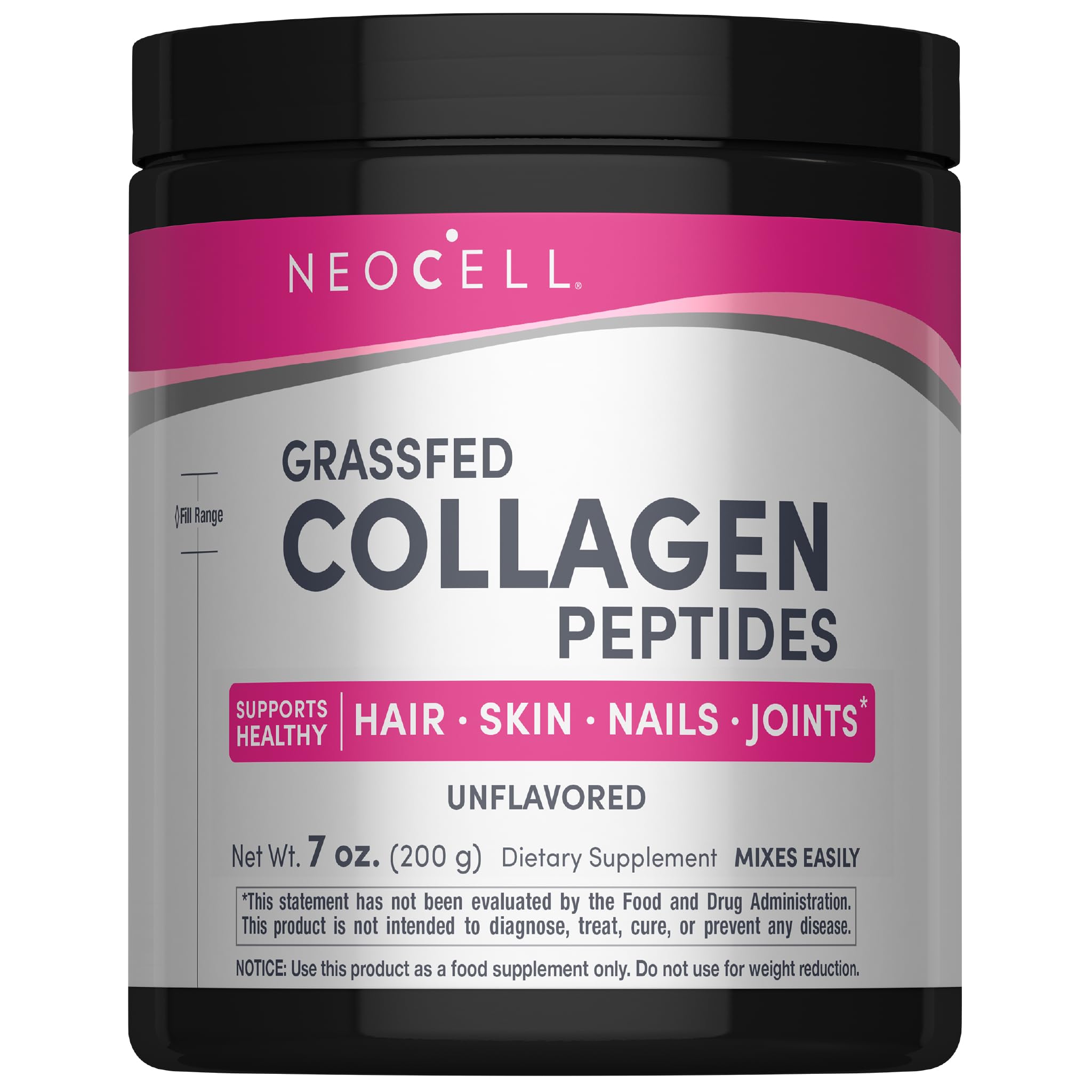 NeoCell Grassfed Collagen Peptides Powder | 7 oz | Unflavored | for Women and Men | Hair, Skin, & Nails