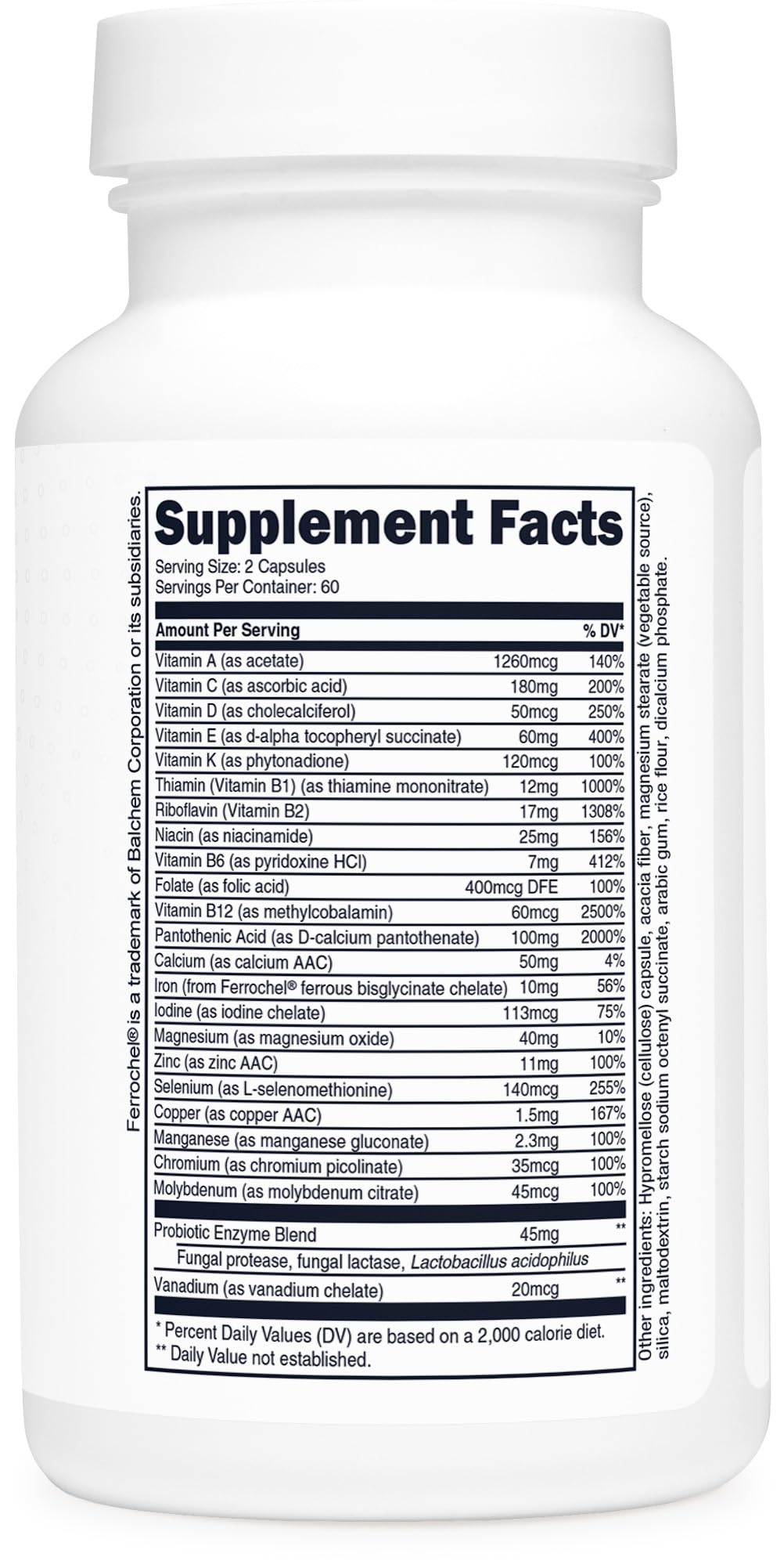 Type Zero Multivitamin Capsules (120 Capsules) (1300 mg) - with Probiotics + 22 Vitamins and Minerals, GMO-Free