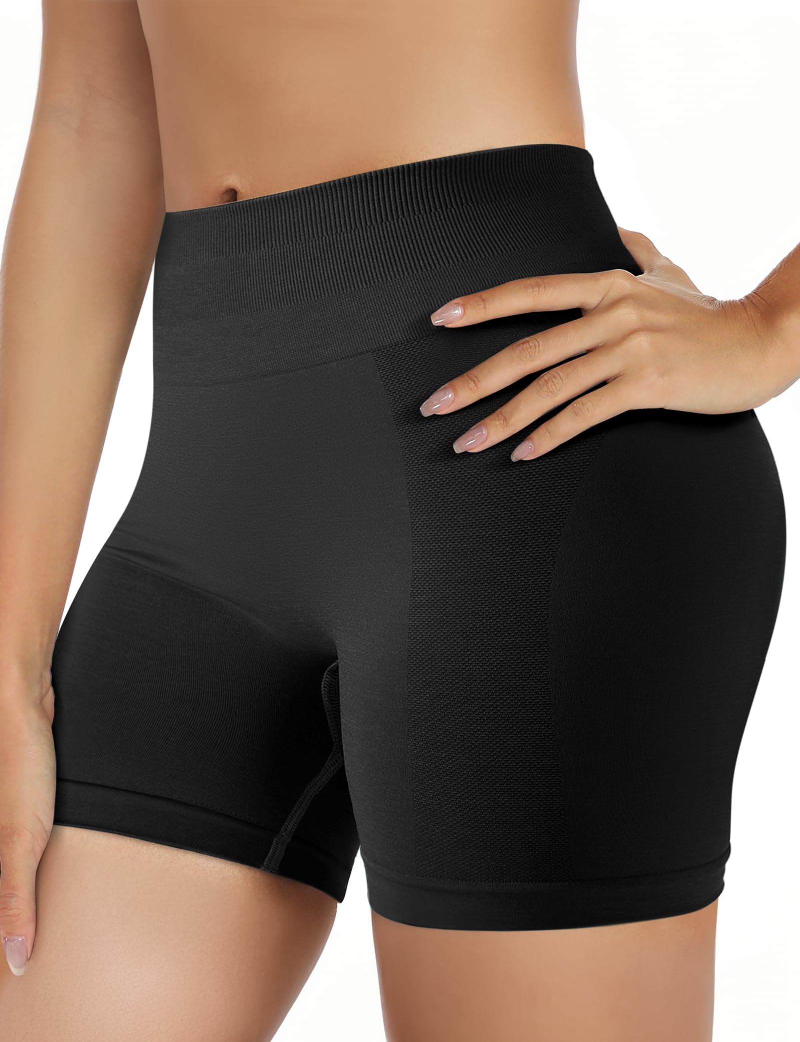 Black Gym Shorts Women, Seamless Scrunch Butt Booty Lifting Workout Shorts, High-Waisted Stretchy Yoga Leggings Athletic Shorts Pants for Squat Proof Contour Fitness Muscle Sport Running Biker Active