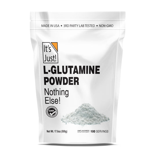 It's Just! - L-Glutamine Powder, Unflavored, Amino Acid, Faster Muscle Recovery, Leaky Gut, Digestive Support (500 Grams / 100 Servings)