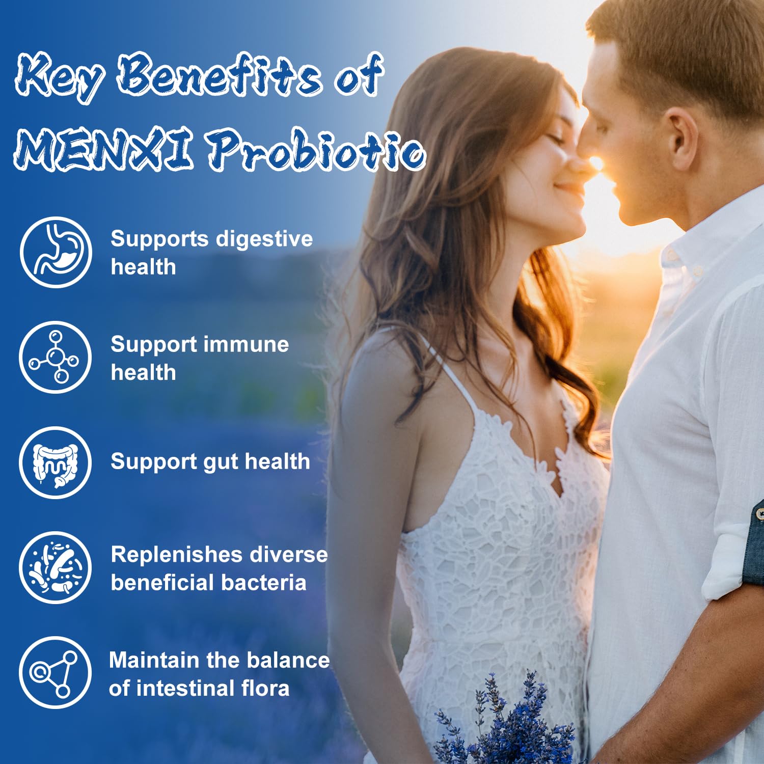 MENXI Probiotics 50 Billion CFU, 18 Strains + Prebiotics - Supports Digestive, Immune & Gut Health, Relief for Occasional Diarrhea, Gas & Bloating - Daily Probiotics Supplement for Women & Men - 30ct