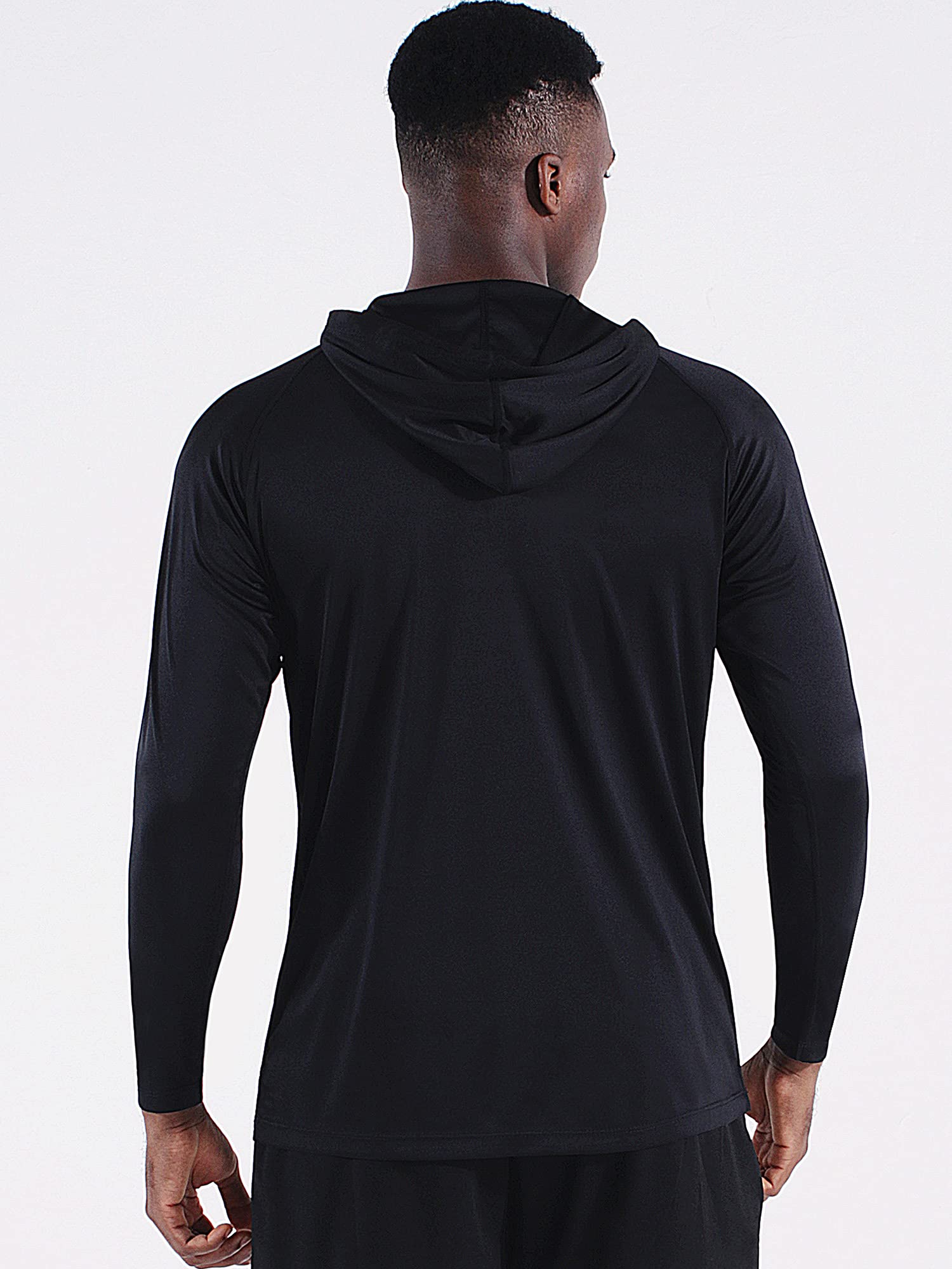 CADMUS Men's Workout Long Sleeve Fishing Shirts UPF 50+ Sun Protection Dry Fit Hoodies,1 Pack,096,Black,XXX-Large