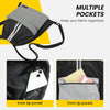 Vorspack Drawstring Backpack - Drawstring Bag with Front Pocket Lightweight String Backpack with Reflective Strips Cinch Bag Sackpack for Gym Sport Trip Hiking - Black