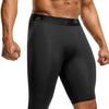 TSLA Men's Cool Dry Compression Pants, Athletic Workout Running Tights Leggings Baselayer, 3/4 Right Black/Black, Small