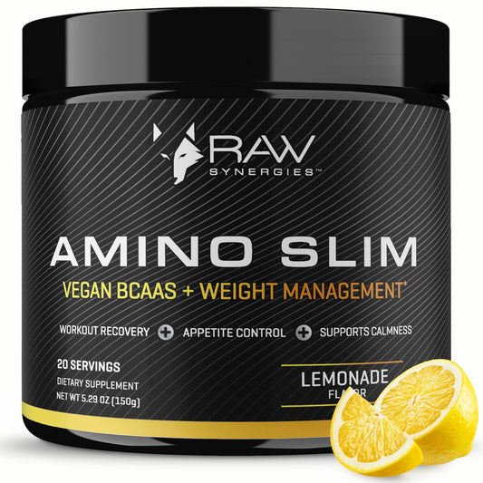 Amino Slim - Slimming BCAA Weight Loss Drink for Women, Vegan Amino Acids & L-Glutamine Powder for Post Workout Recovery & Fat Burning | Daily Appetite Suppressant, Metabolism Booster & Stress Relief