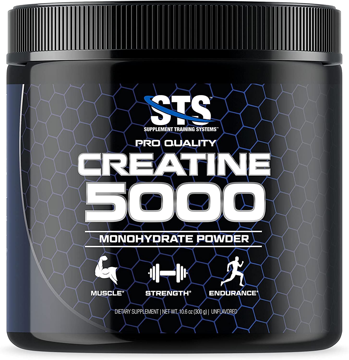 STS Creatine 300 Grams - 100% Pure Raw Creatine Monohydrate Powder, Pre-Workout, Post-Workout, Build Muscle and Stamina - 60 Servings - with scoop