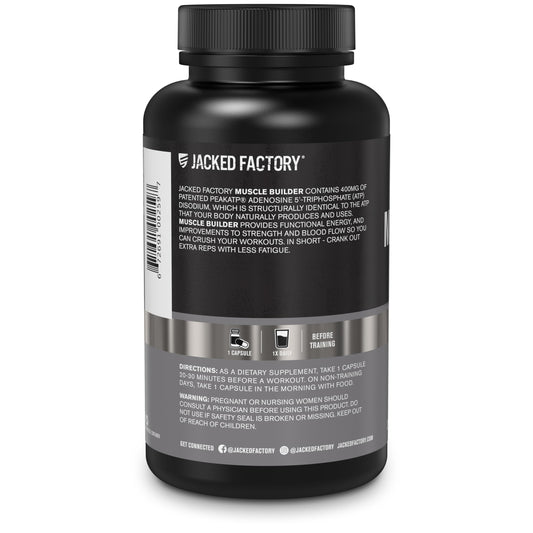 Jacked Factory Essentials Muscle Builder - Daily Muscle Builder for Men with Peak ATP to Support Lean Muscle Gain, Enhance Athletic Performance, & Fortify ATP Levels for Muscle Growth - 30 Capsules