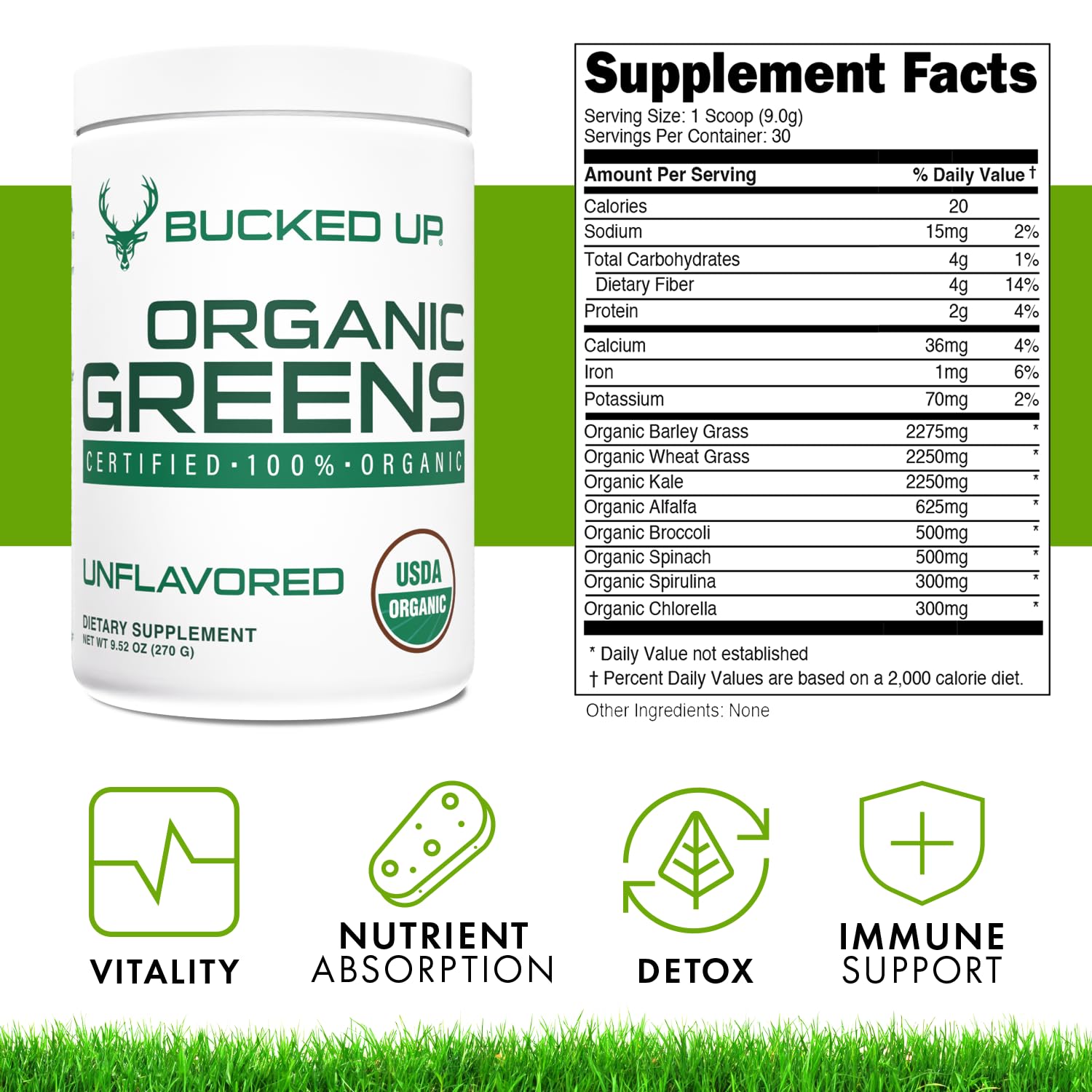Organic Greens Superfood Powder, Unflavored, 9.52 oz (30 Servings)