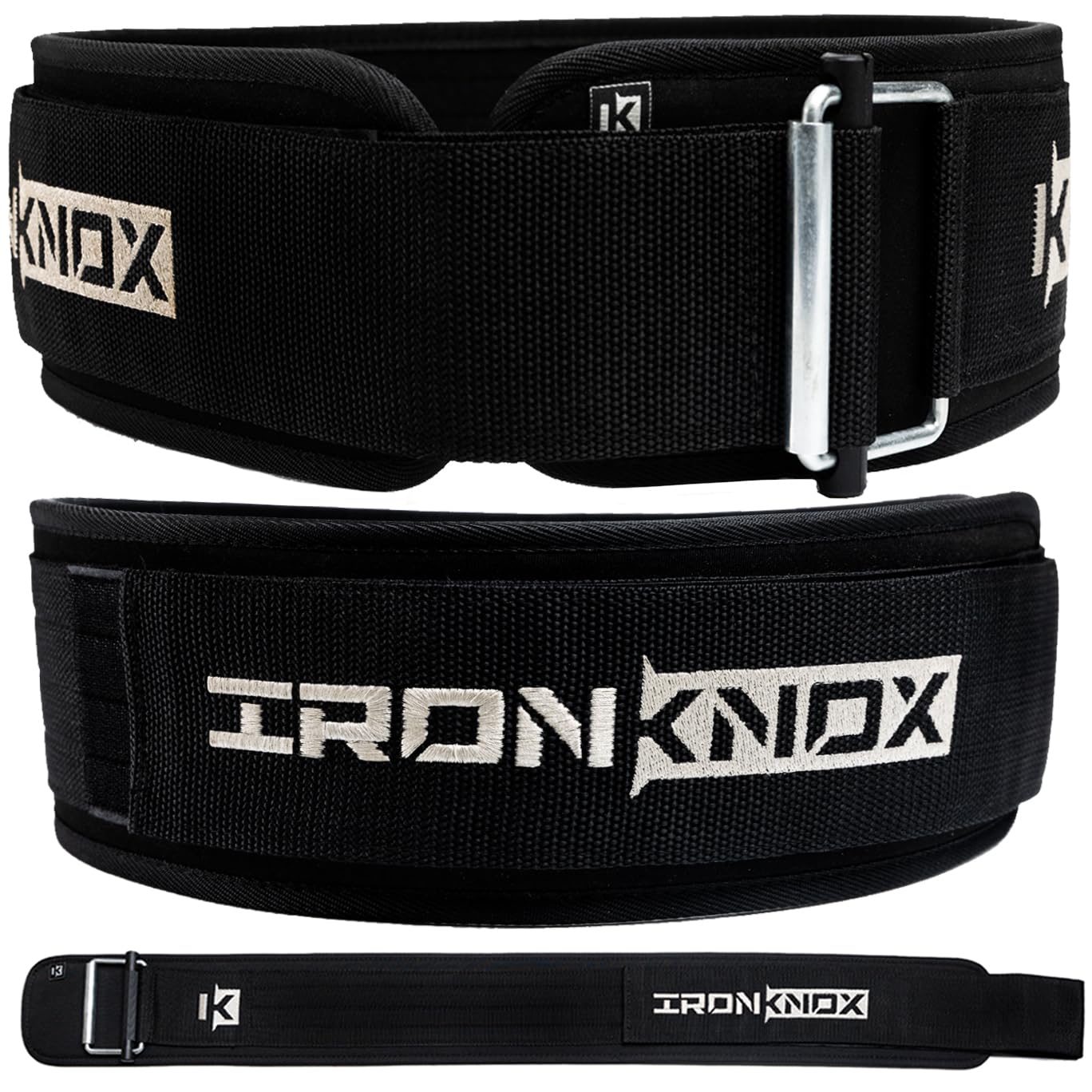 IronKnox Premium Weight Lifting Belt, 4 Inch Weight Belt for Men and Women with Self Locking Metal Buckle for Maximum Support, Weightlifting Belt for Squat or Deadlift, Durable Gym Belt for Men (Black, Medium)