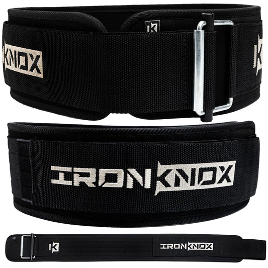 IronKnox Premium Weight Lifting Belt, 4 Inch Weight Belt for Men and Women with Self Locking Metal Buckle for Maximum Support, Weightlifting Belt for Squat or Deadlift, Durable Gym Belt for Men (Black, Medium)