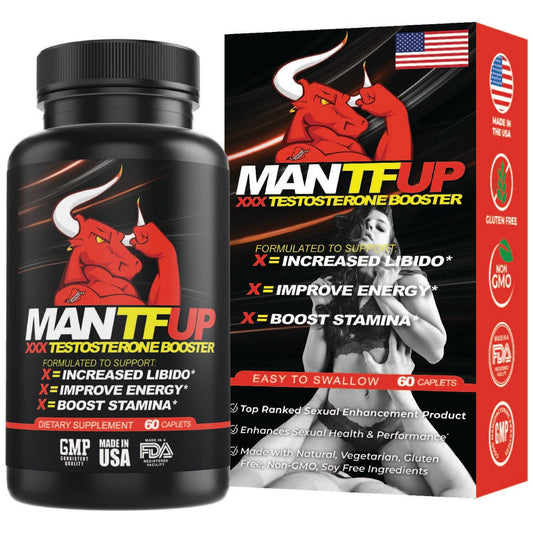 MANTFUP Vitality Enhancer for Men | Testosterone Booster & Natural Enhancement to Boost Men's Health, Libido, Stamina & Energy | Horny Goat Weed | Made in USA (1 Month Supply, 60 Caplets)