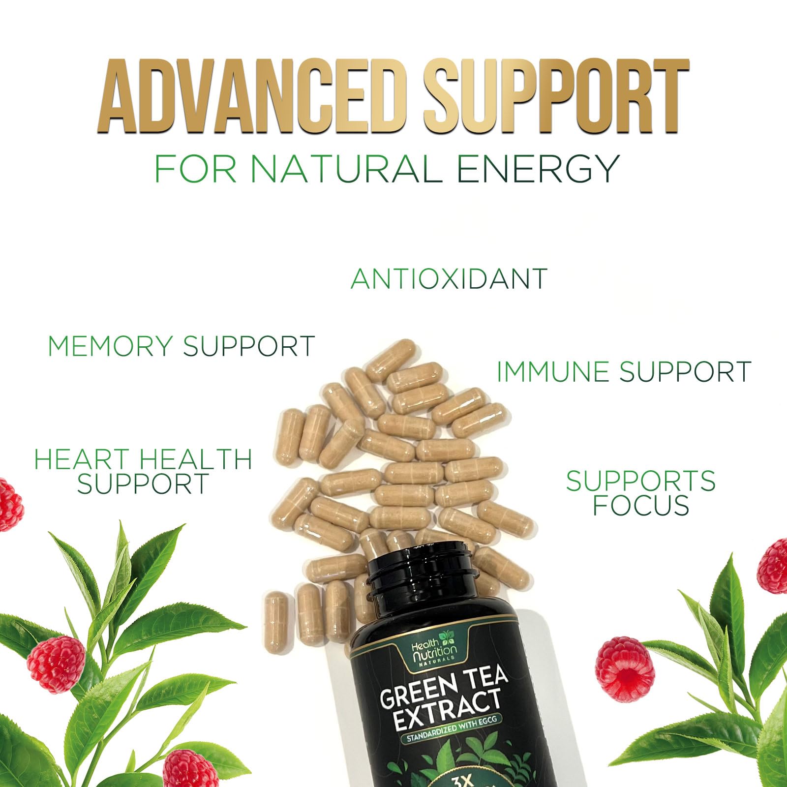 Green Tea Extract Pills - 98% Standardized EGCG 1300mg for Natural Extra Strength Energy - Supports Antioxidant & Heart Health - Herbal & Immune Support with Polyphenols - Max Potency - 120 Capsules