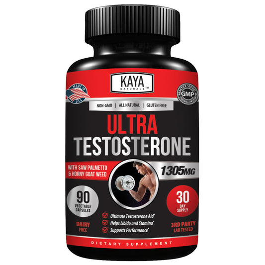 Kaya Naturals Ultra Testosterone - Men's Testosterone Booster with Tongkat Ali, Horny Goat Weed, Tribulus - Natural Workout Supplement for Energy, Stamina, and Strength Booster - 90 Count