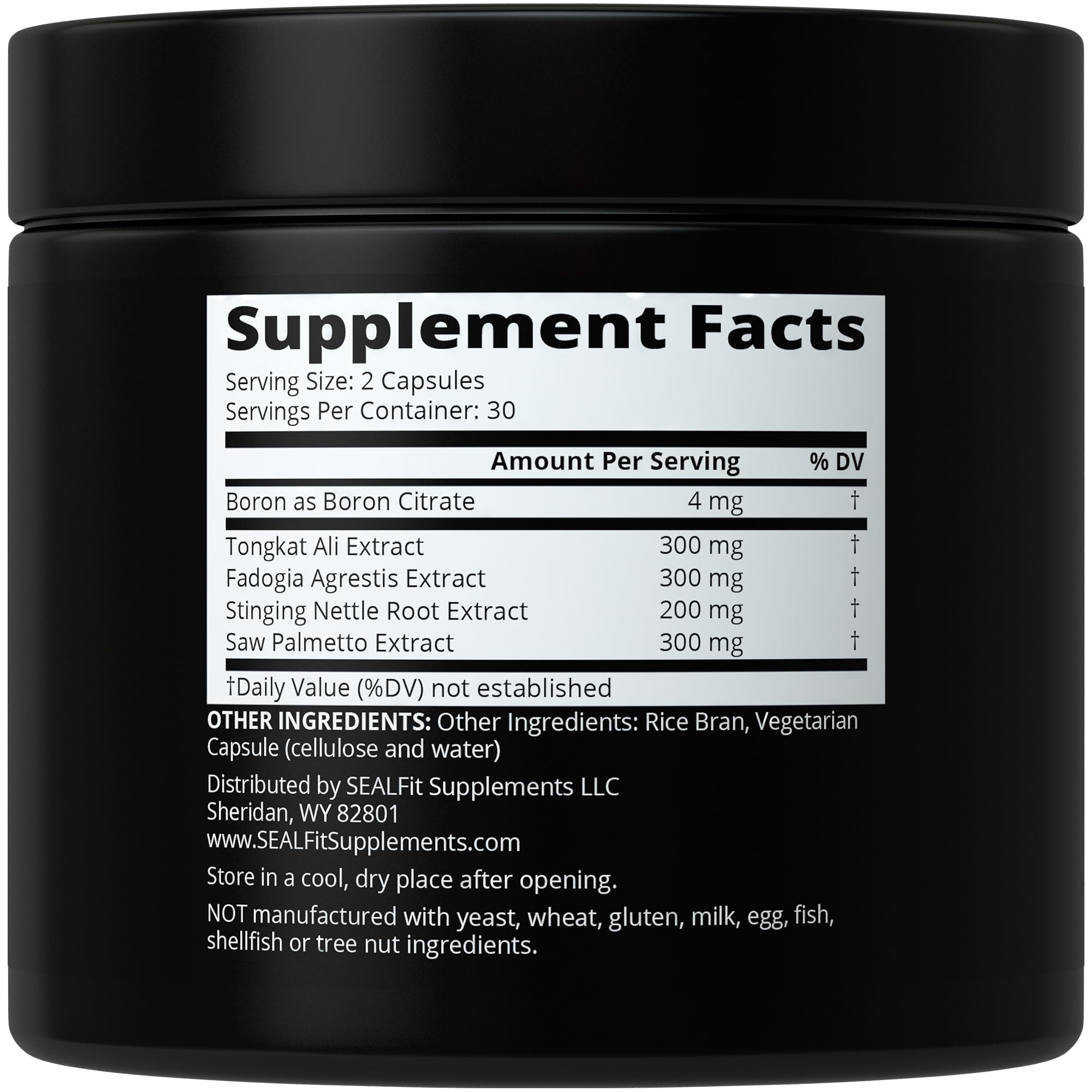 SEALFIT Testosterone Booster for Men. 5-in-1 Supplement with Boron, Tongkat Ali, Fadogia Agrestis, Stinging Nettle Root, and Saw Palmetto. for Energy Boost, Strength, & Muscle Recovery. 60 Capsules