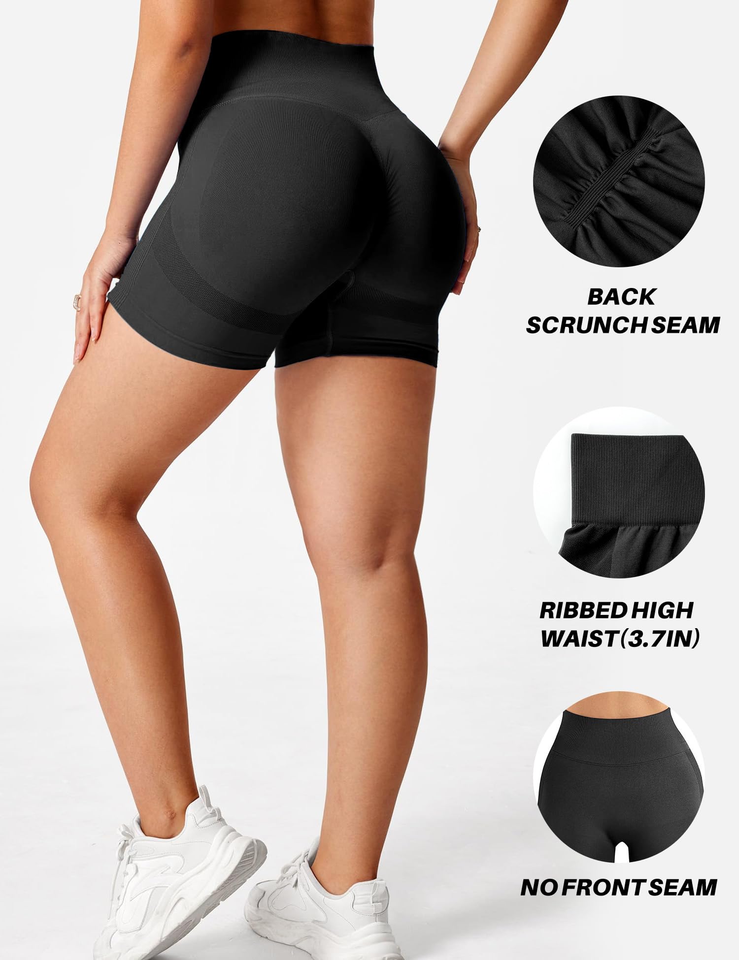 Womens Scrunch Gym Butt Lifting Seamless Shorts Yoga High-Waisted Workout Athletic Running Exercise Active Booty Shorts Squat Proof Stretchy Leggings Pants Fitness Sport Biker Spandex Clothes 5