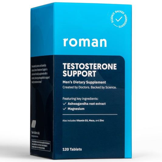 ROMAN Testosterone Support | Daily Nutritional Supplement with Ashwagandha & Magnesium | (120 Tablets)