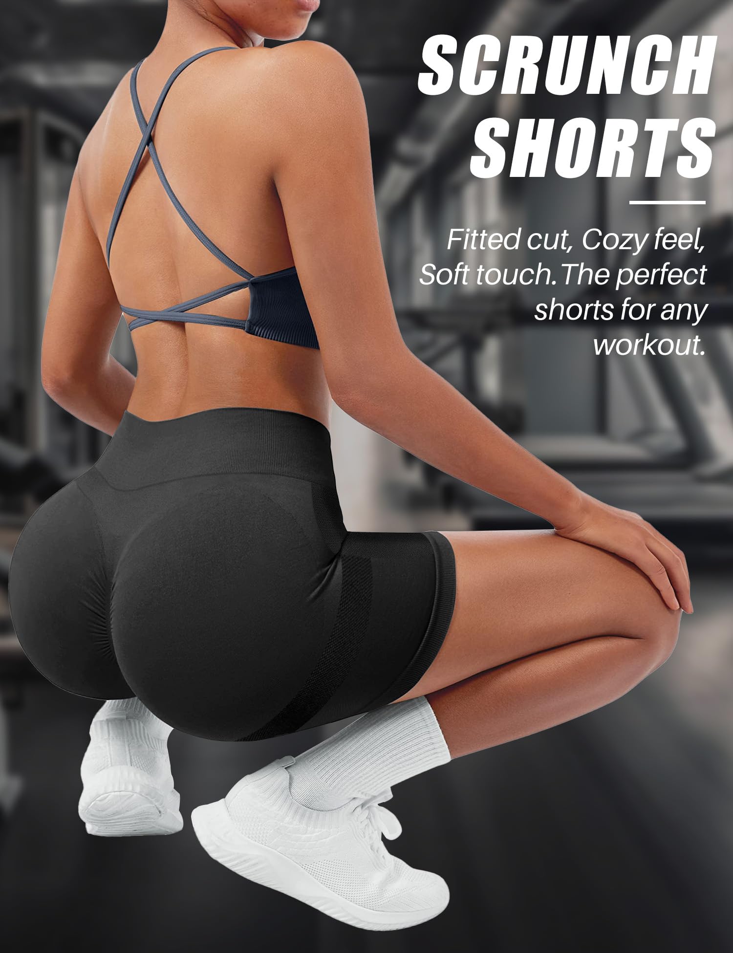 Womens Scrunch Gym Butt Lifting Seamless Shorts Yoga High-Waisted Workout Athletic Running Exercise Active Booty Shorts Squat Proof Stretchy Leggings Pants Fitness Sport Biker Spandex Clothes 5