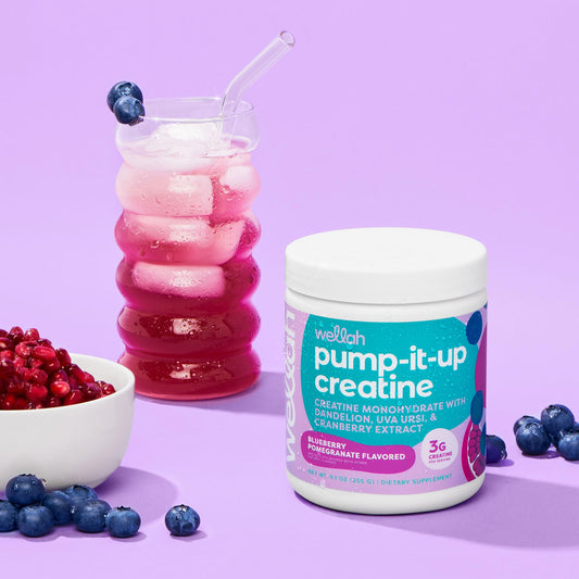 Wellah Pump-It-Up Creatine (50 Servings, Blueberry Pomegranate) - Creatine Monohydrate with Dandelion, Uva Ursi, & Cranberry Extract