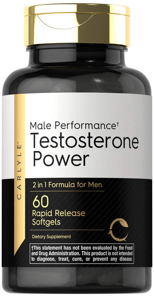 Carlyle Testosterone Power for Men | 60 Rapid Release Softgels | Non-GMO, Gluten Free Supplement