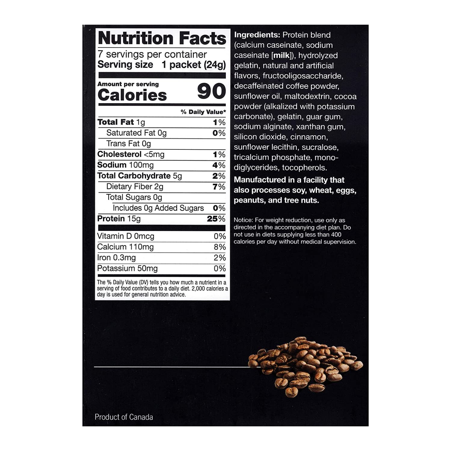 PROTIFIT - High Protein Hot Drink Mix,15g Protein, Low Calorie, Low Carb, Low Fat, Low Sugar, Cholesterol Free, Ideal Protein Compatible, 7 Servings Per Box (Decaf Cappuccino)