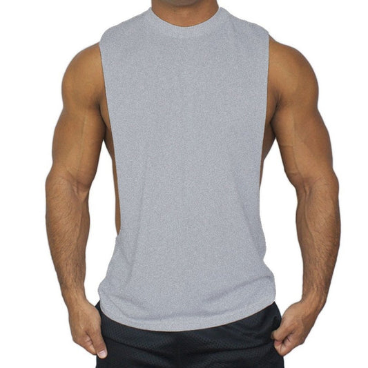 ZUEVI Men's Muscular Cut Open Sides Bodybuilding Tank Top Gym Workout Stringer T-Shirt (Gray-2XL-XL)