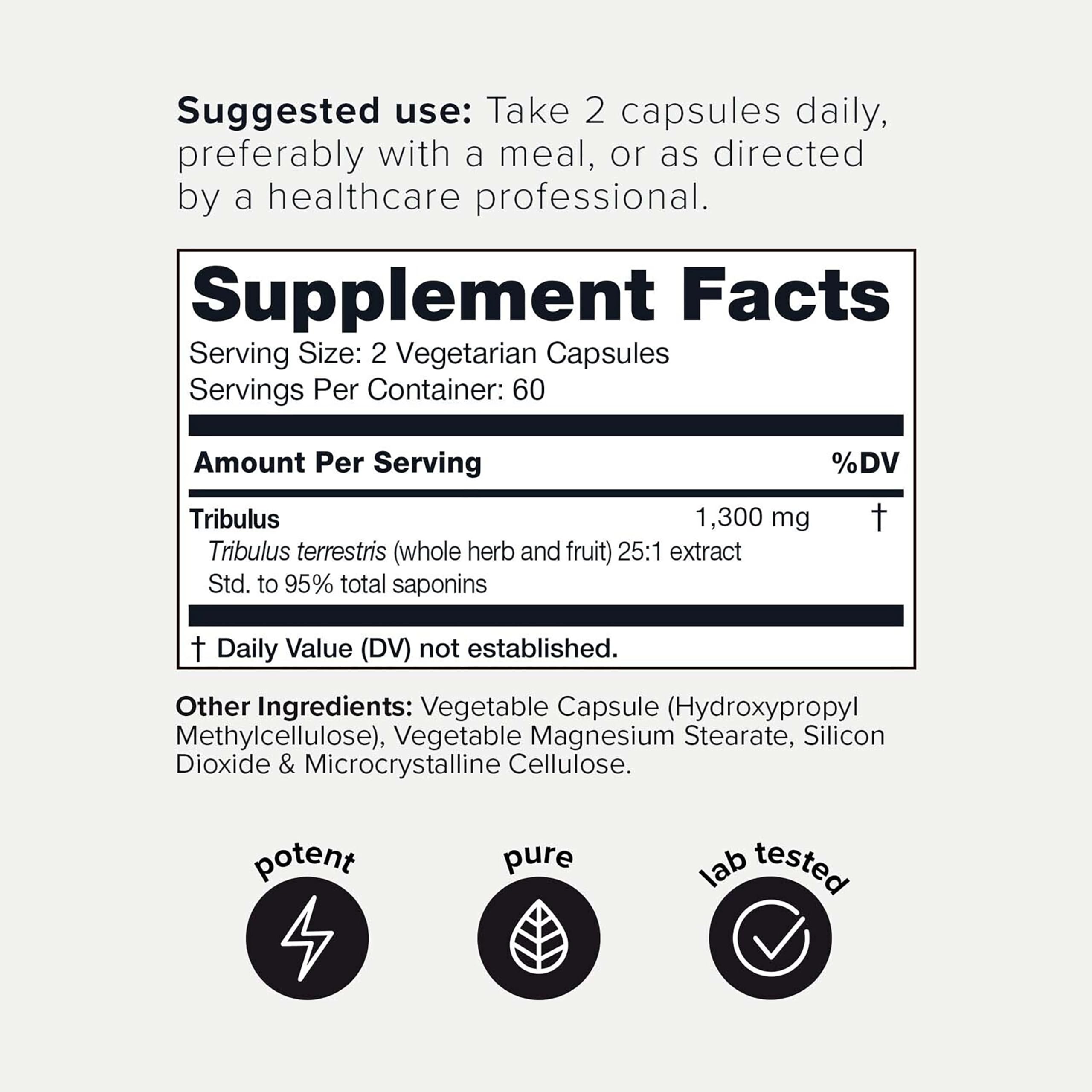 Toniiq Ultra High Strength Tribulus Capsules - 95% Saponins - 1300mg Concentrated Extract Formula - 120 Caps