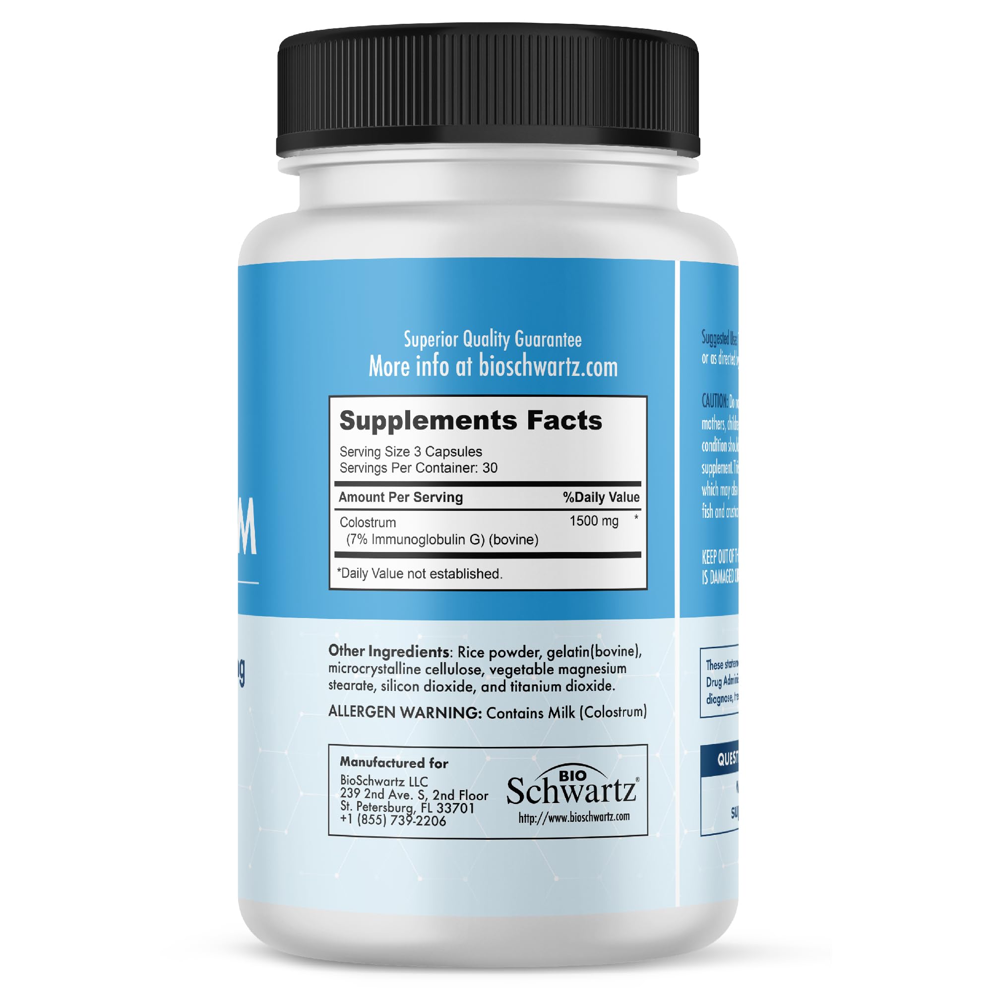 Colostrum Supplement 1500mg Per Serving - Grass Fed Colostrum Capsules - Bovine Colostrum Exclusively from First Milking, Supports Gut Health for Women and Men - Non GMO, Gluten Free, 90 Count
