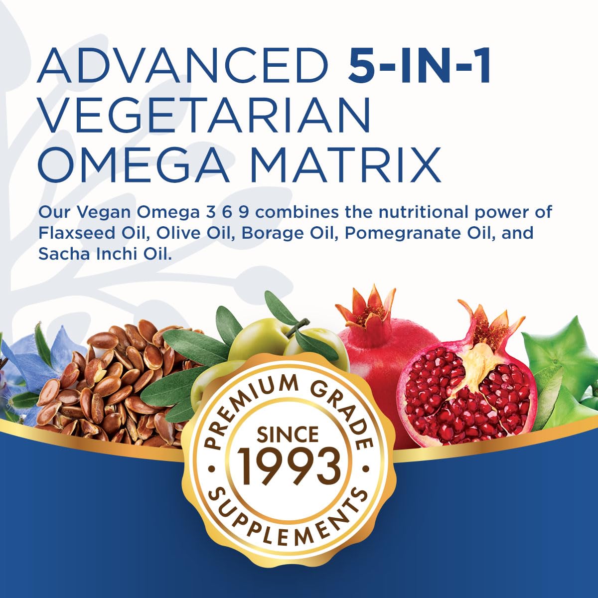 Purity Products Omega 3-6-9 Vegan and Vegetarian Omega Formula - “5 in 1” Essential Fatty Acid Complex - Scientifically Formulated Plant-Based Omega 3 6 9 Essential Fatty Acids (EFA) - from (60)