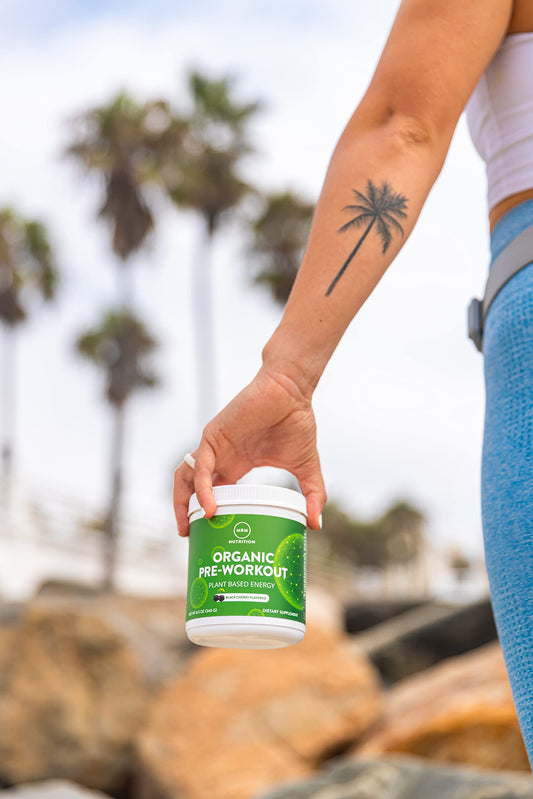 MRM Nutrition Organic Pre-Workout Powder | Black Cherry Flavored | Superfoods + 150mg Natural Caffeine + adaptogens | Clean energy + Focus| Healthy blood flow | Vegan + Non-GMO | 20 servings