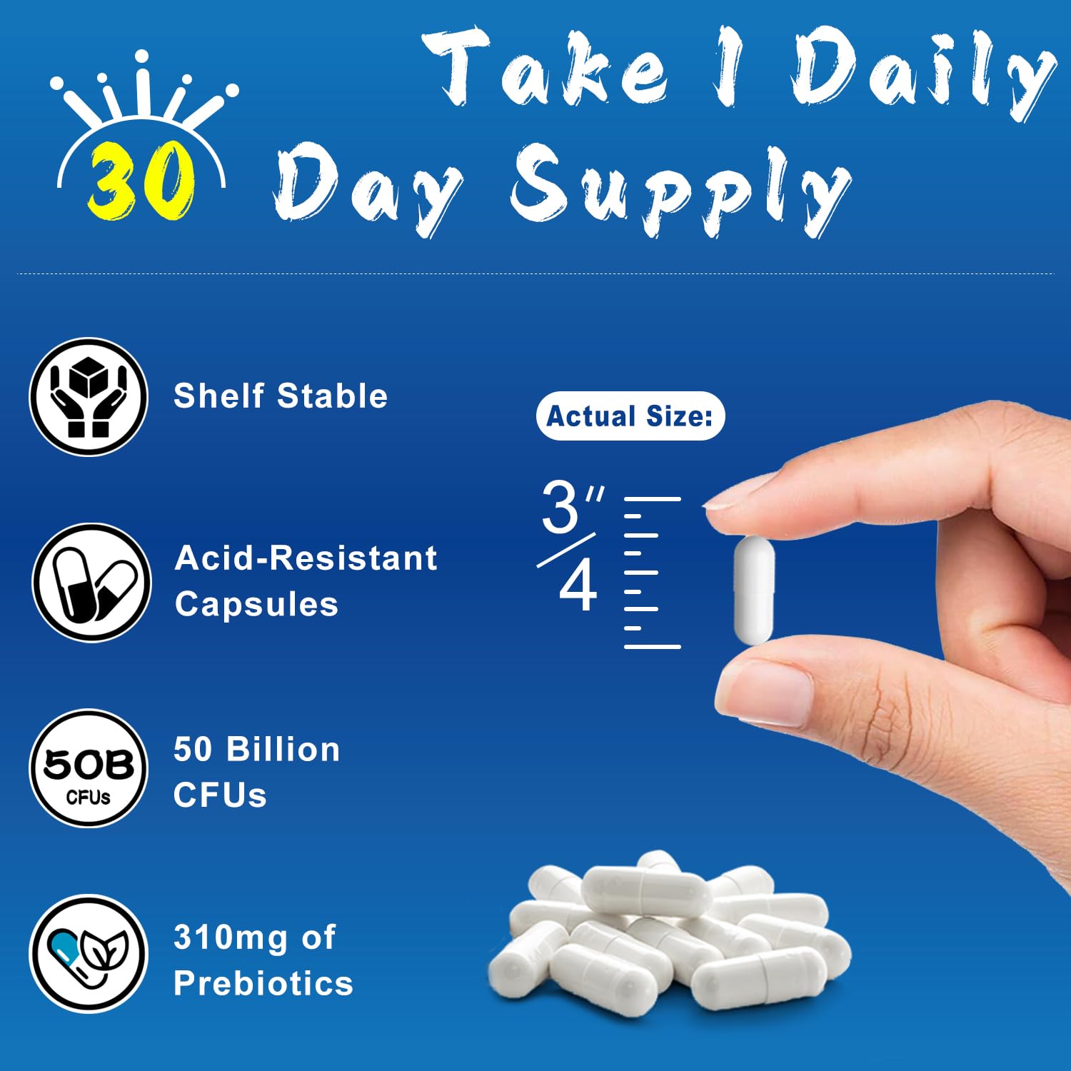 MENXI Probiotics 50 Billion CFU, 18 Strains + Prebiotics - Supports Digestive, Immune & Gut Health, Relief for Occasional Diarrhea, Gas & Bloating - Daily Probiotics Supplement for Women & Men - 30ct