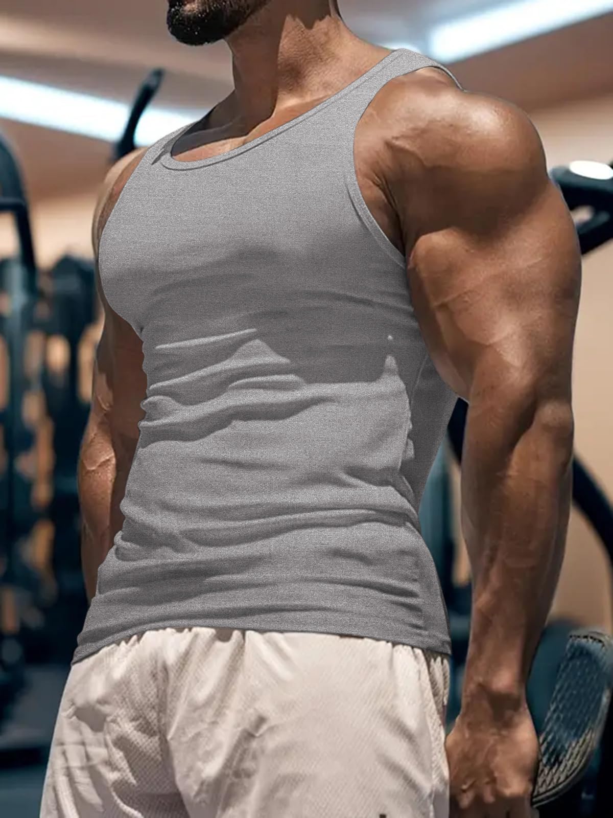 TRFIC Men's Workout Tank Top 2 Pack Casual Soft Sleeveless Gym Muscle Shirts Bodybuilding Tee Grey