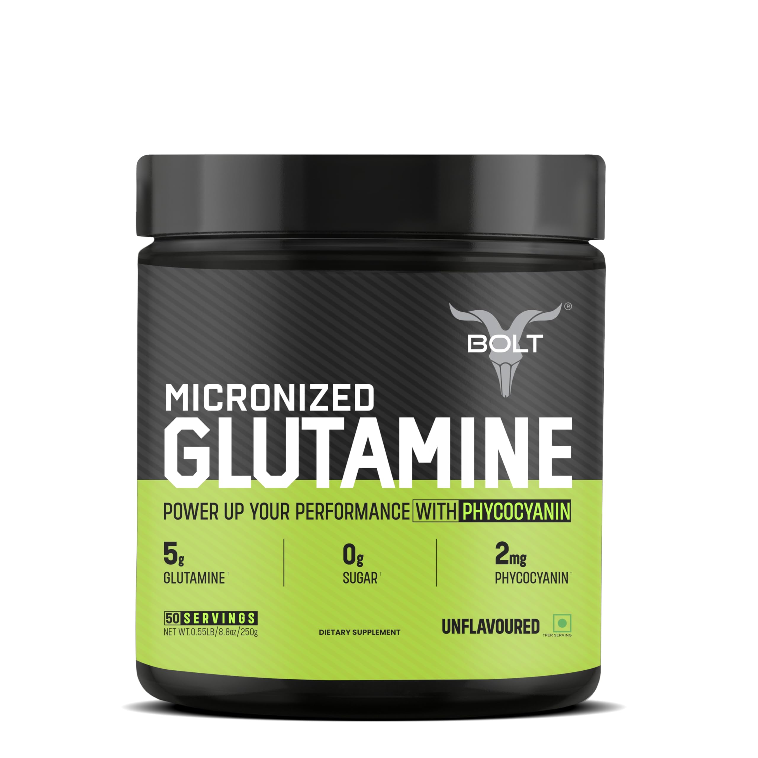 Bolt Nutrition Micronized Glutamine Powder (50 Servings, Unflavored)