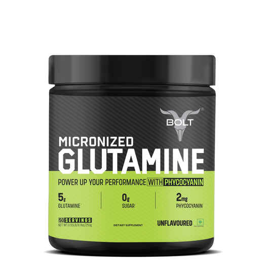 Bolt Nutrition Micronized Glutamine Powder (50 Servings, Unflavored)