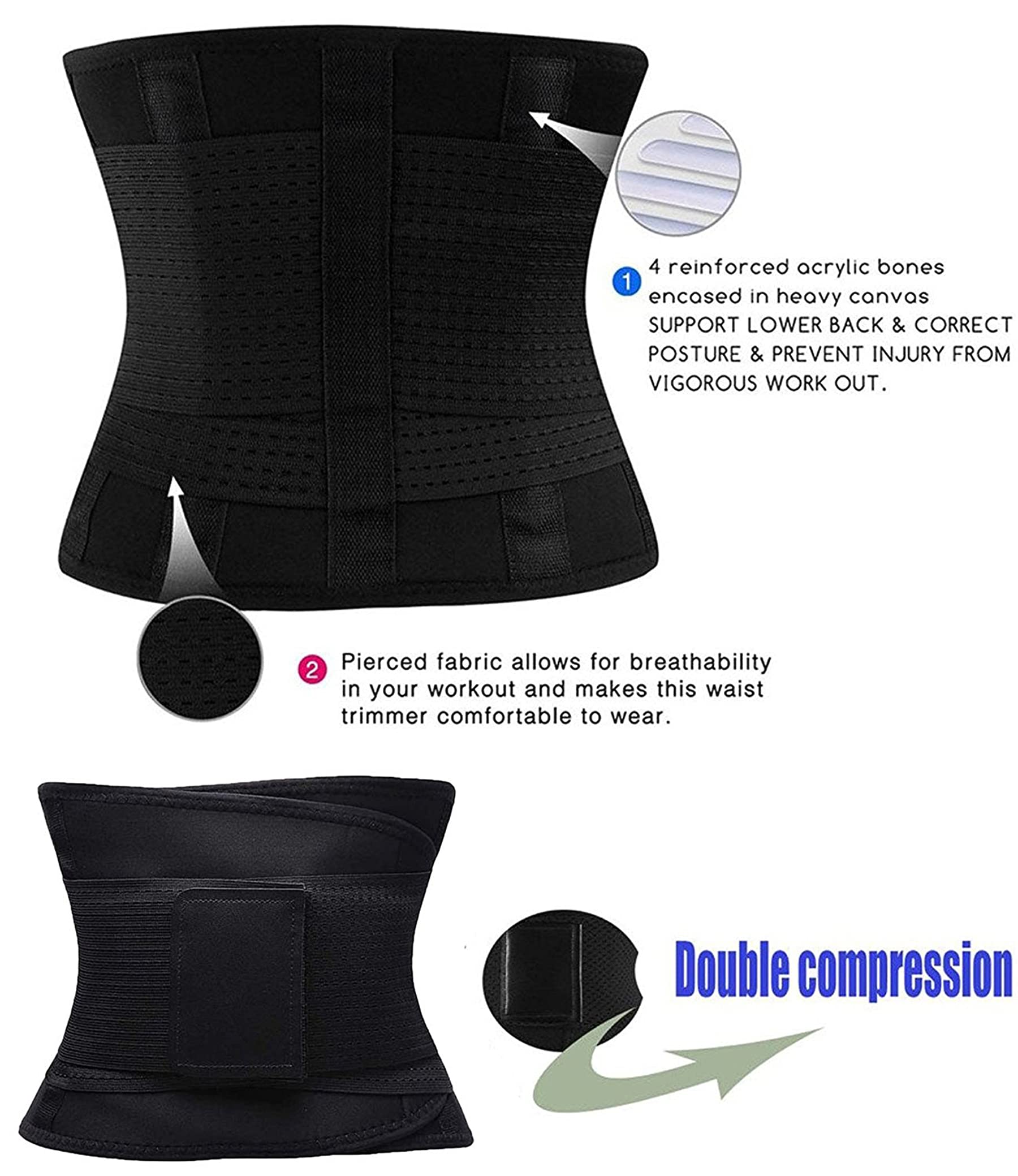 VENUZOR Waist Trainer Belt for Women - Waist Cincher Trimmer - Slimming Body Shaper Belt - Sport Girdle Belt (UP Graded)(Black,Medium)