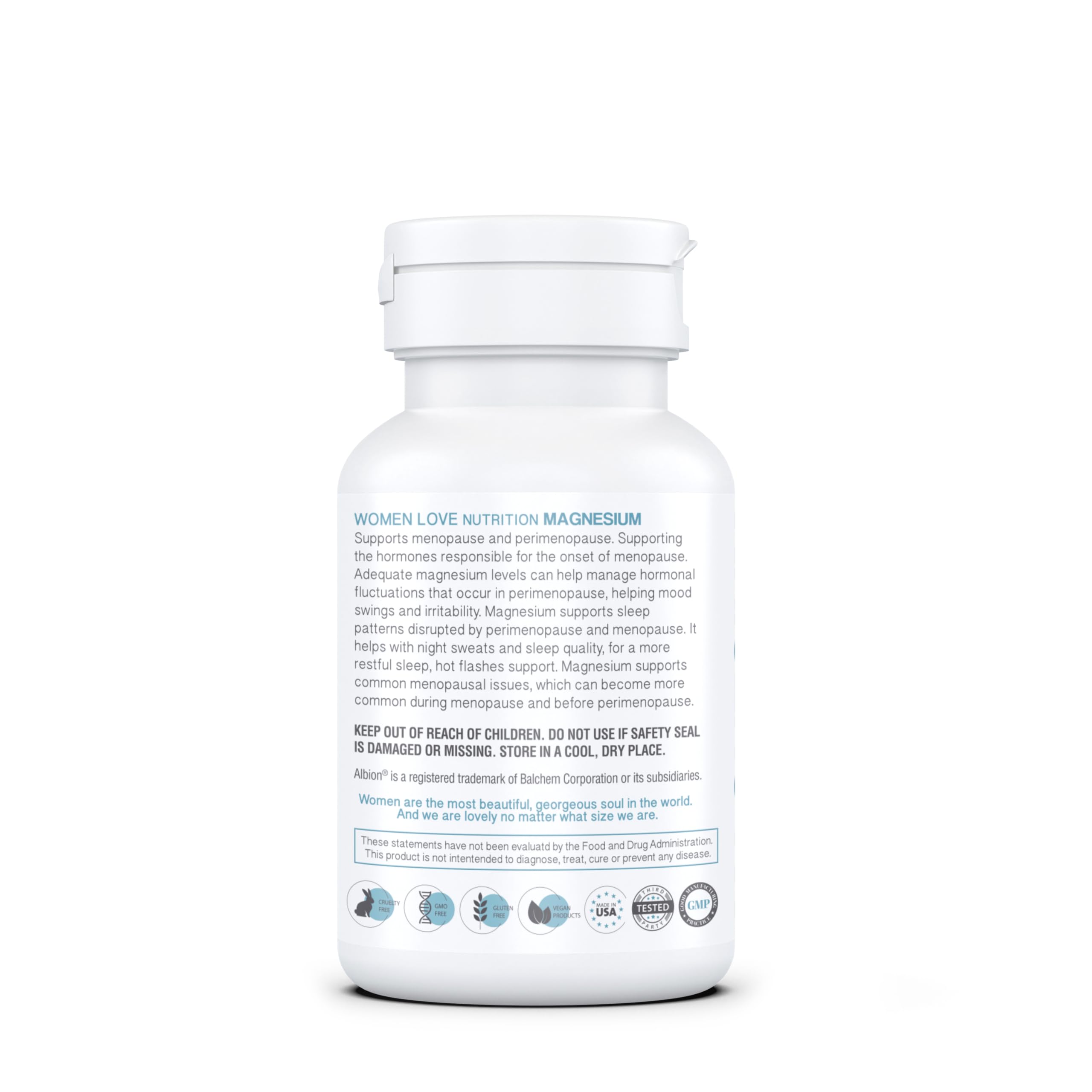 WOMEN LOVE NUTRITION, Magnesium for Women, Menopause & Peromenopause (90 Capsules)