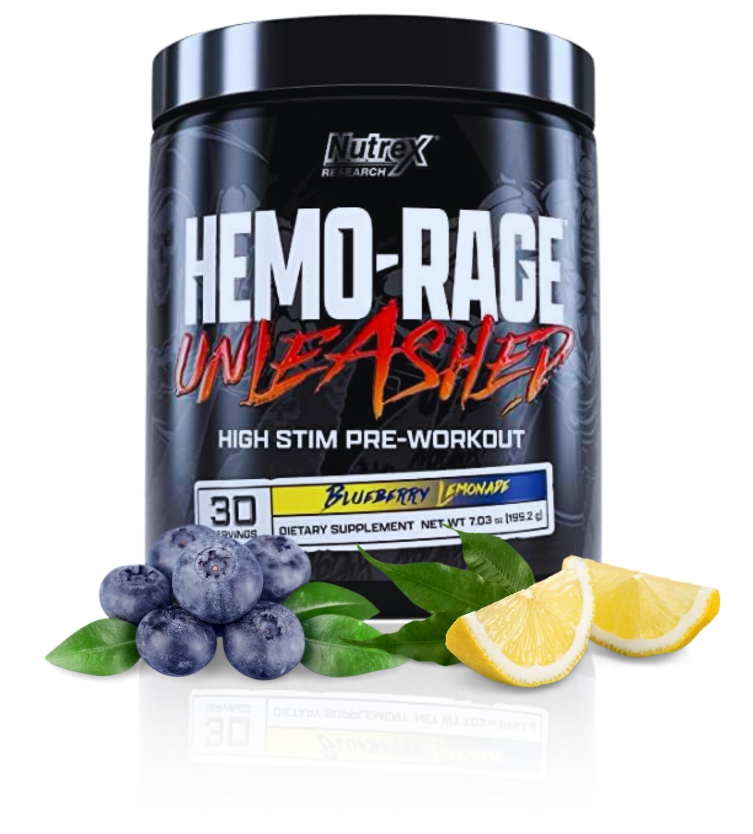 Nutrex Research Hemo-Rage Extreme High Stim Pre Workout Powder | Insane Lasting Energy, Focus, Endurance & Pump Booster Preworkout Supplement | Blueberry Lemonade 30 Servings